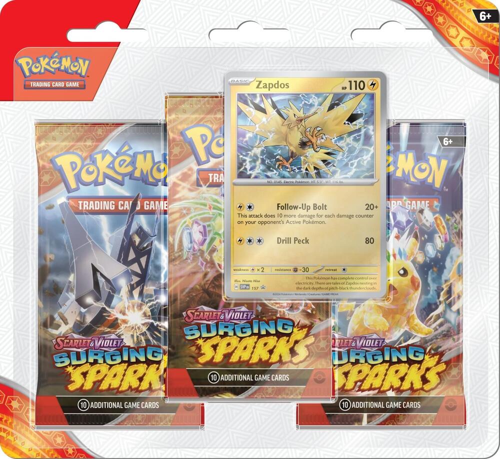 Surging Sparks 3 Pack Blisters SV08: Surging Sparks ESPAÑOL